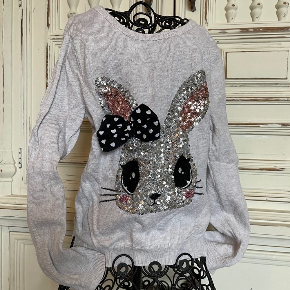 Girls sequin bunny sweater